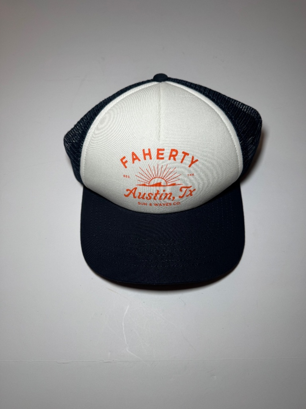Faherty Trucker Hat Austin TX Snapback Mesh Cap Surf Beach Lifestyle OS